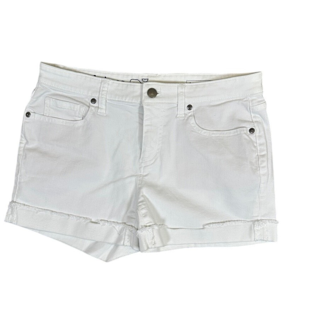 Vineyard Vines Womens White Denim Shorts Frayed Hem Stretch Size 4